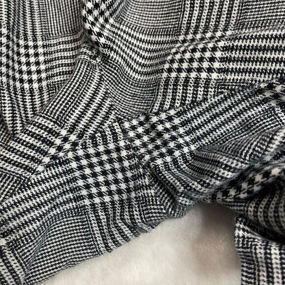 MANGO High Rise Pants Women's Size Medium 100% Cotton Ankle Black‎ White Plaid - Picture 10 of 13